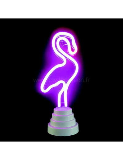 Lampe flamant rose néon