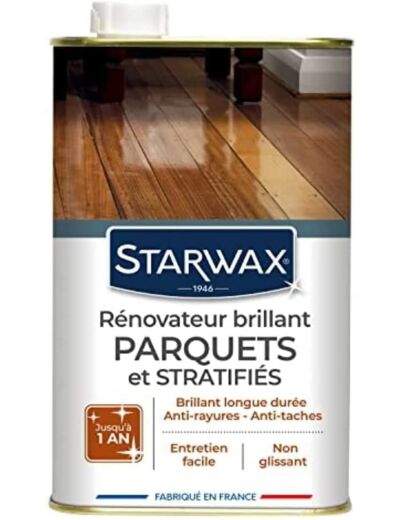 STARWAX Rénovateur Brillant Protecteur pour Parquets et Sols Stratifiés - 1L - Idéal pour Faire Briller et Protéger les Parquets - Anti-Tache et Estompe les Rayures